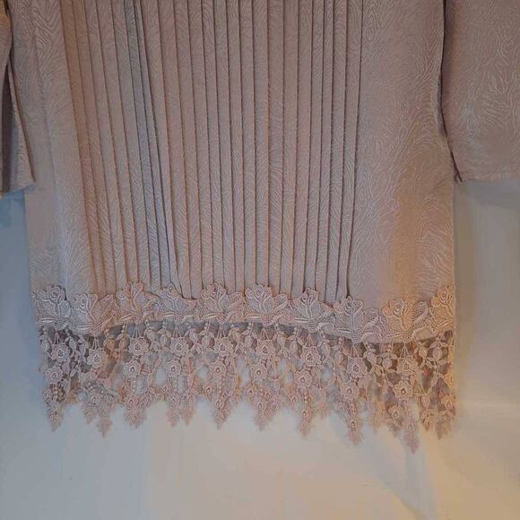 In The Mood Women's Skirt Set Pink Jacquard Tunic Top Micropleated Lace Midi 14 - Picture 7 of 11